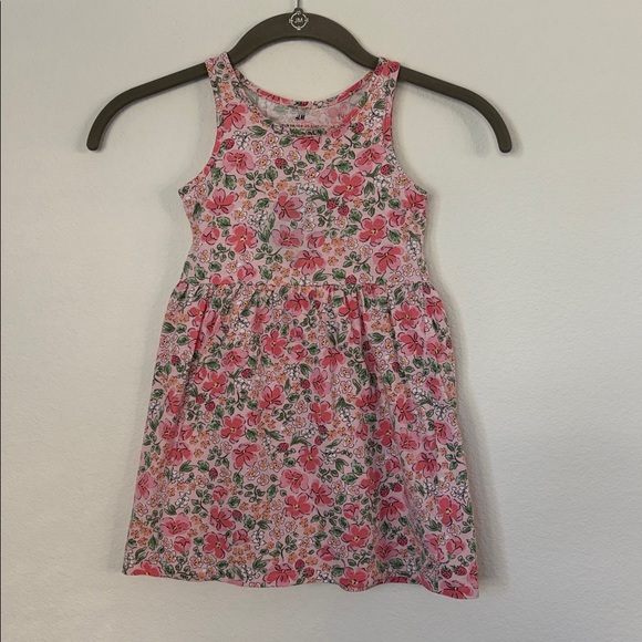 H&M Strawberry Floral Print Dress in Pink and Green - Picture 1 of 13